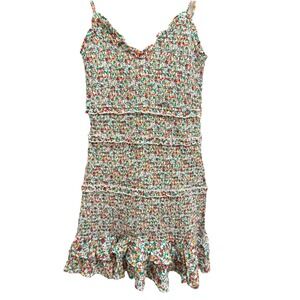 Oliviaceus green red sleeveless smocked mini dress size S NWT